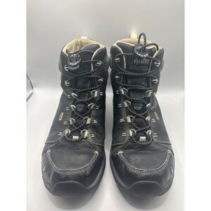 Ahnu eVent Waterproof Hiking Boots Women's 8 Black Leather Vibram Mid Top AF1394